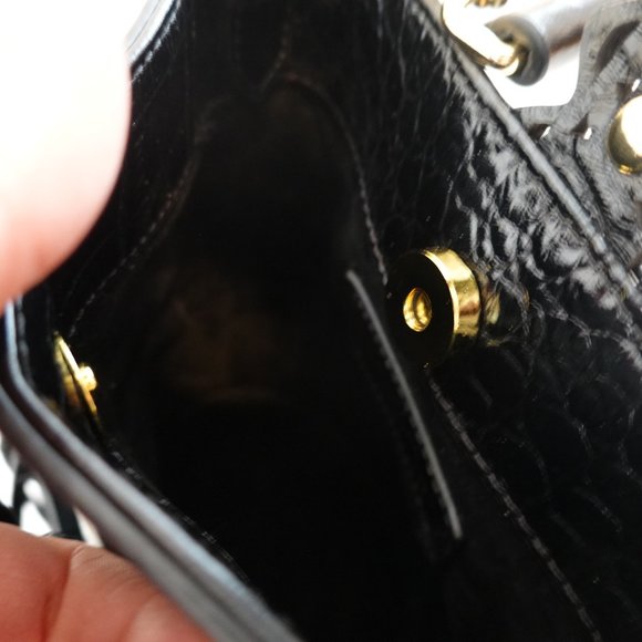 NEW ❤️ Florian London Black Croc Embossed Bucket Crossbody / Wristlet (P… - Picture 14 of 16